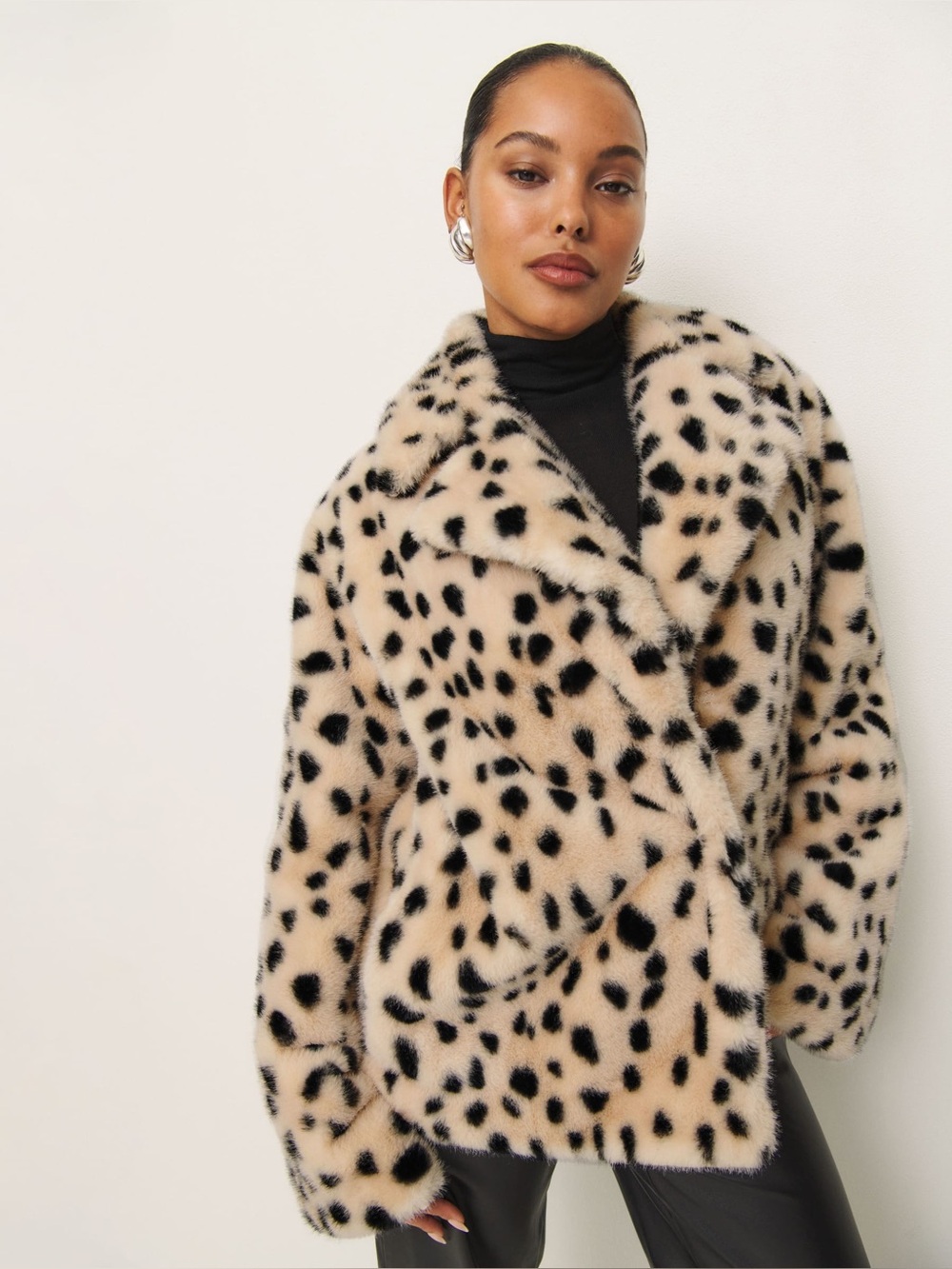 Reformation Ellie Faux Fur Overcoat Size Small